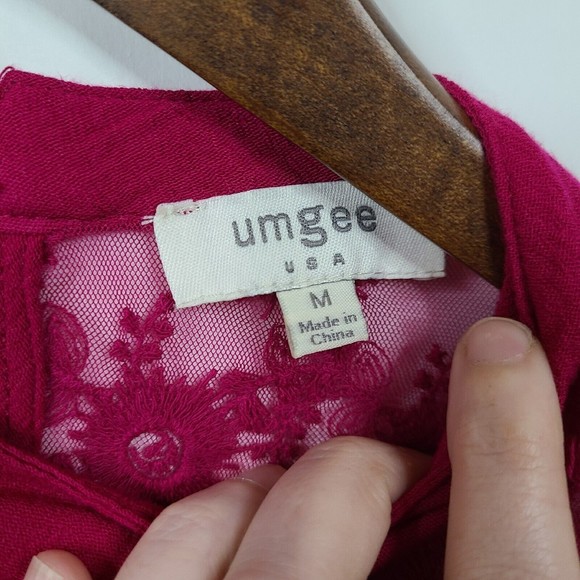 Umgee Pink Embroidered Boho Blouse Womens Medium - Picture 3 of 7